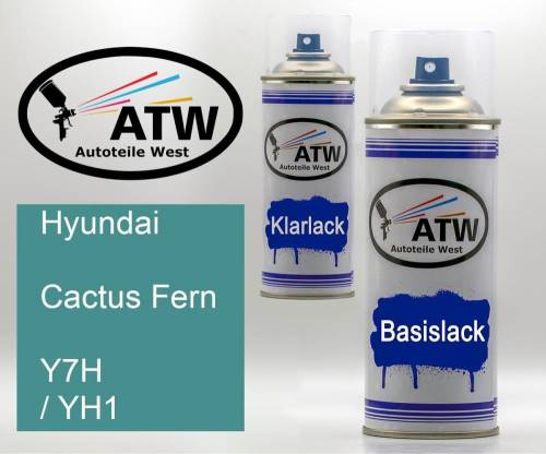 Hyundai, Cactus Fern, Y7H / YH1: 400ml Sprühdose + 400ml Klarlack - Set, von ATW Autoteile West.